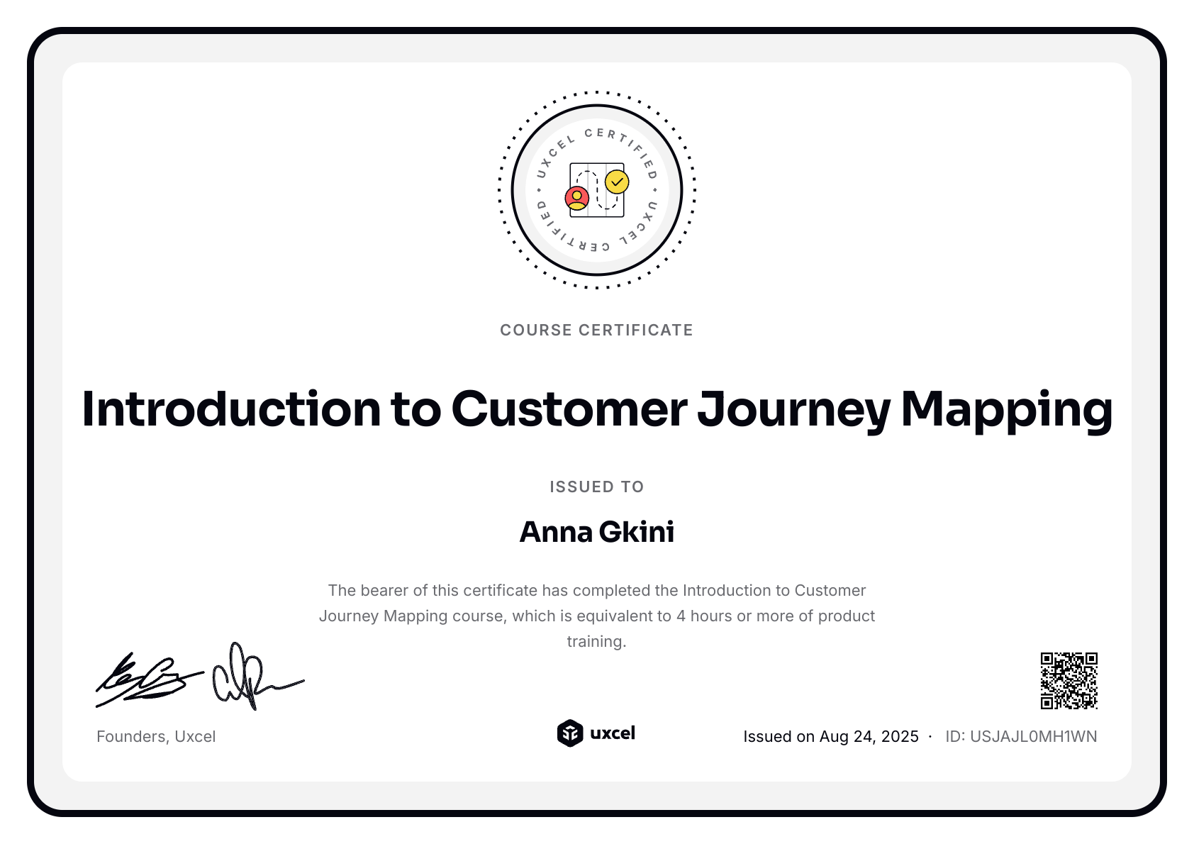 Anna Gkini's certificate